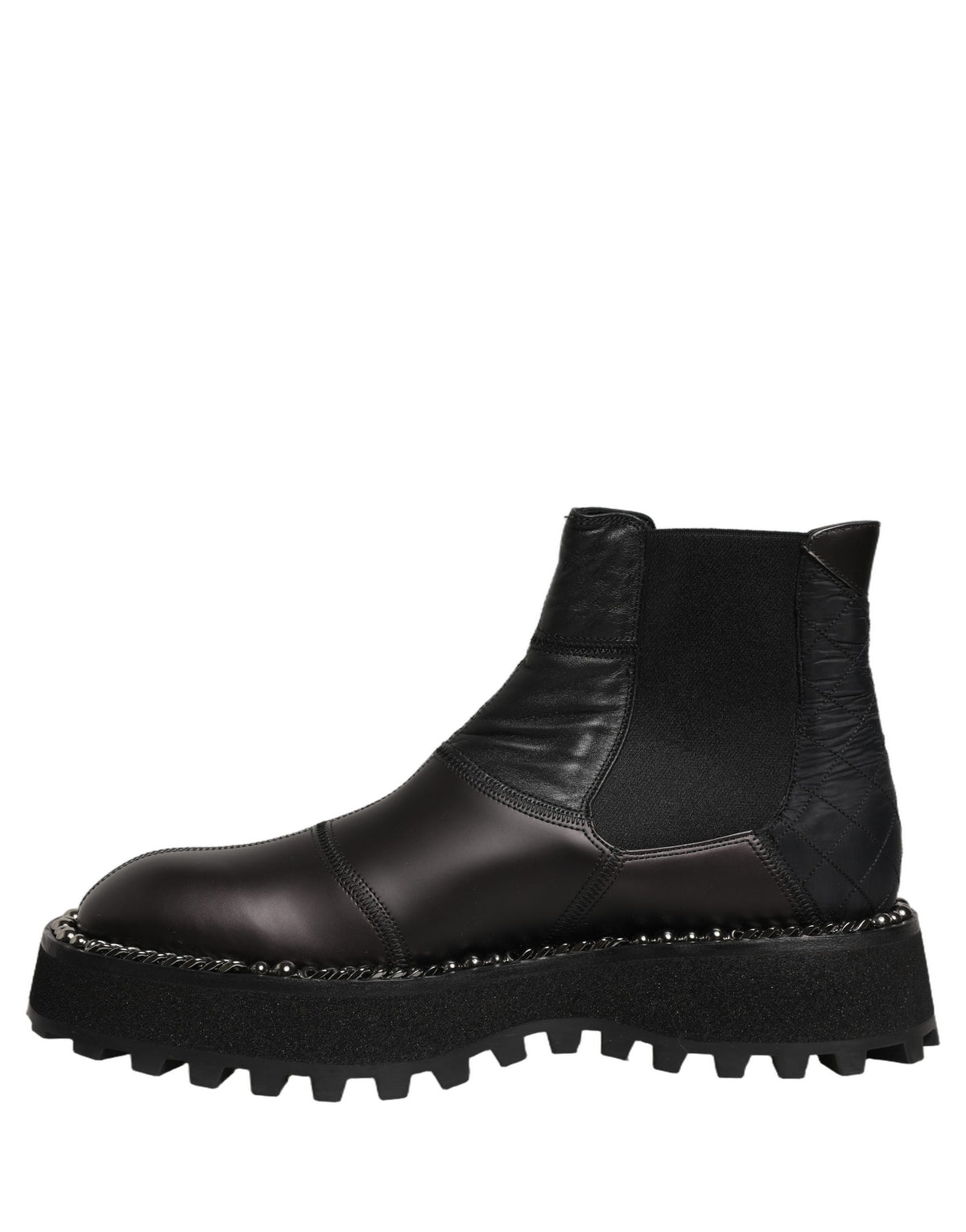 Dolce & Gabbana Black Leather Chelsea Boots, Men's Slip-On Shoes