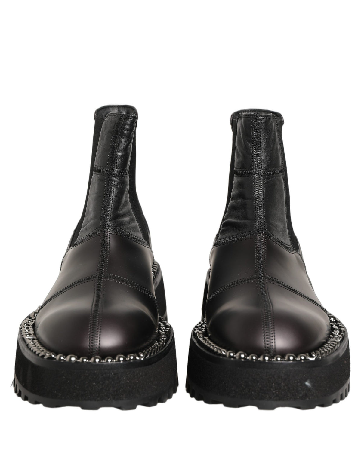 Dolce & Gabbana Black Leather Chelsea Boots, Men's Slip-On Shoes