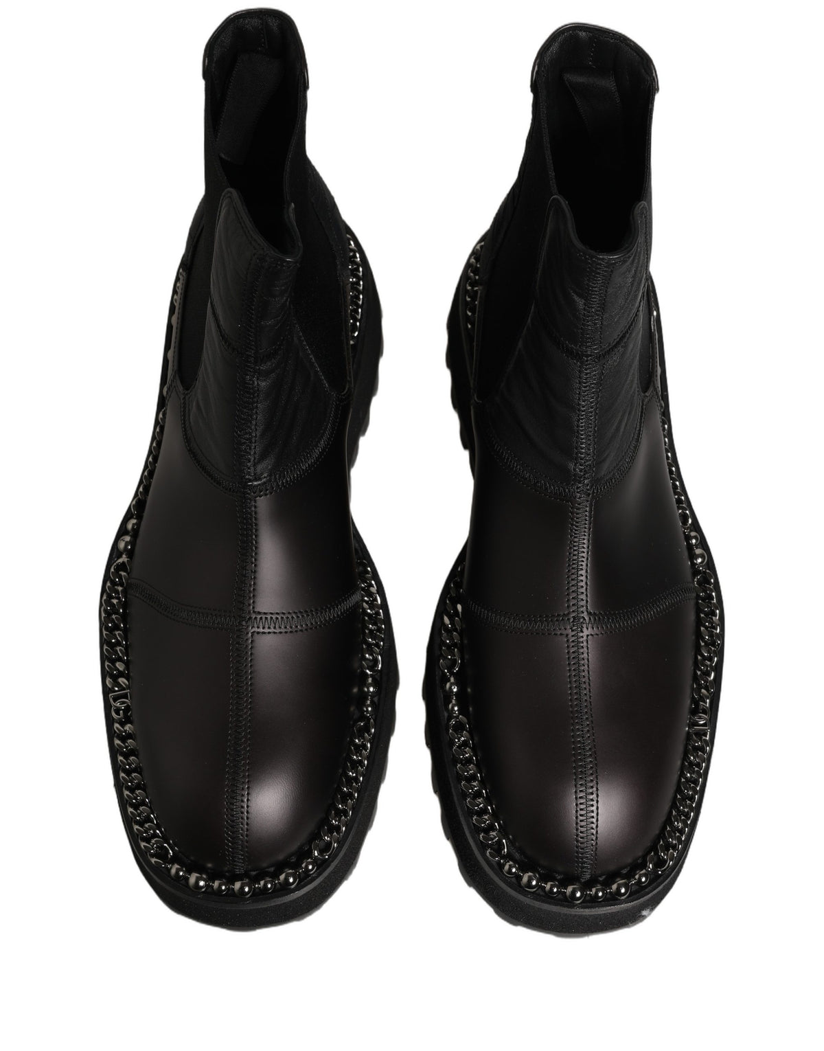 Dolce & Gabbana Black Leather Chelsea Boots, Men's Slip-On Shoes