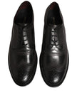 Dolce & Gabbana Schwarze Leder Derby-Schnürschuhe mit Stickerei