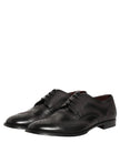 Dolce & Gabbana Schwarze Leder Derby-Schnürschuhe mit Stickerei