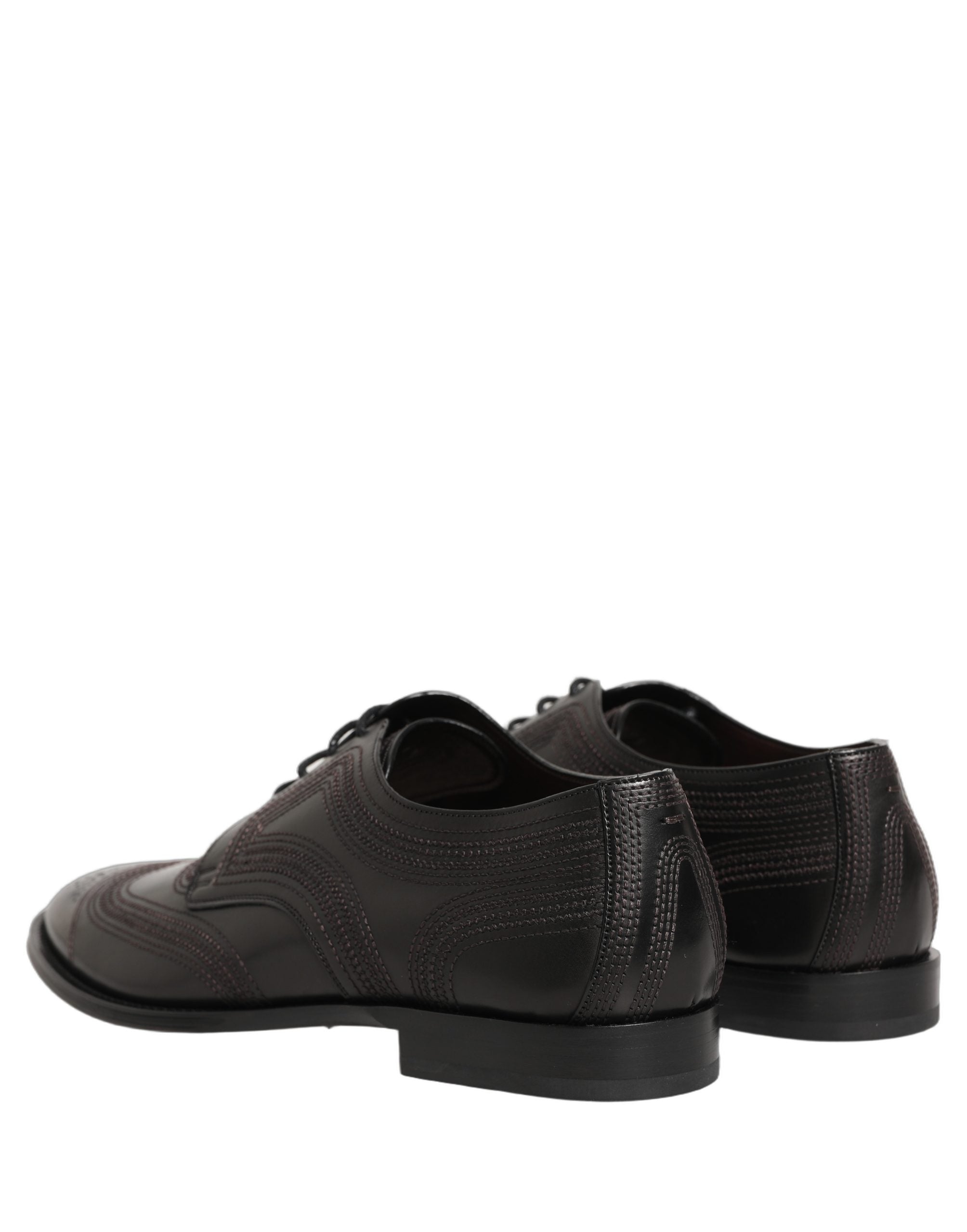 Dolce & Gabbana Schwarze Leder Derby-Schnürschuhe mit Stickerei