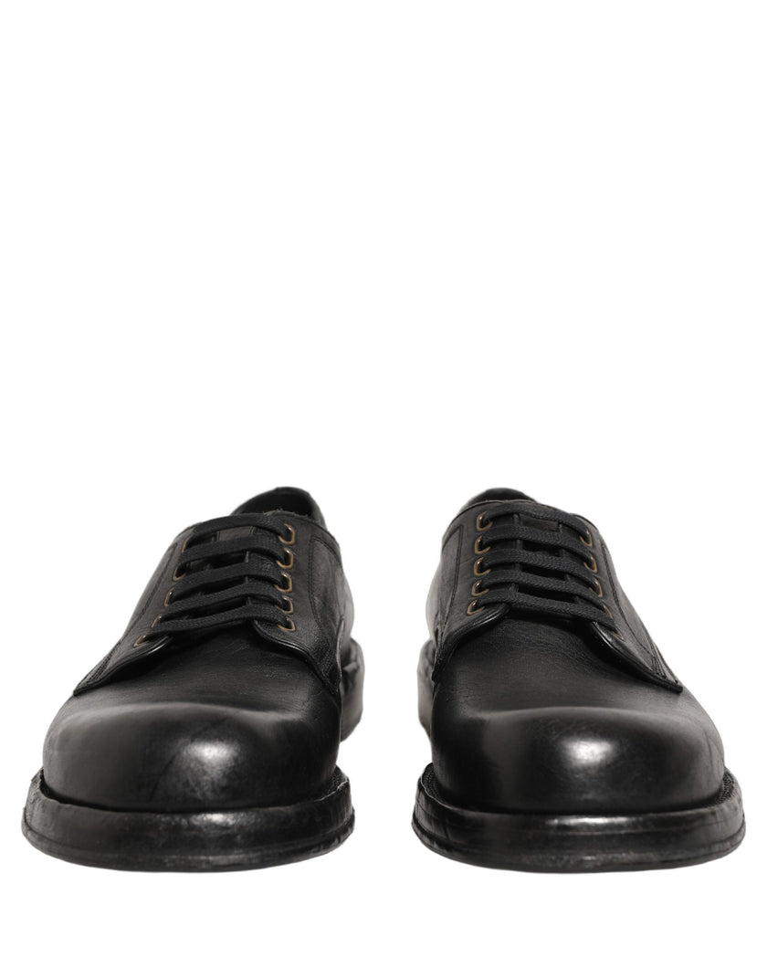 Dolce & Gabbana Schwarze Leder Schnür-Derby-Anzugschuhe für Herren