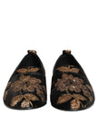 Dolce & Gabbana Schwarze Loafer aus Jacquard mit Blumenmuster