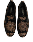 Dolce & Gabbana Schwarze Loafer aus Jacquard mit Blumenmuster