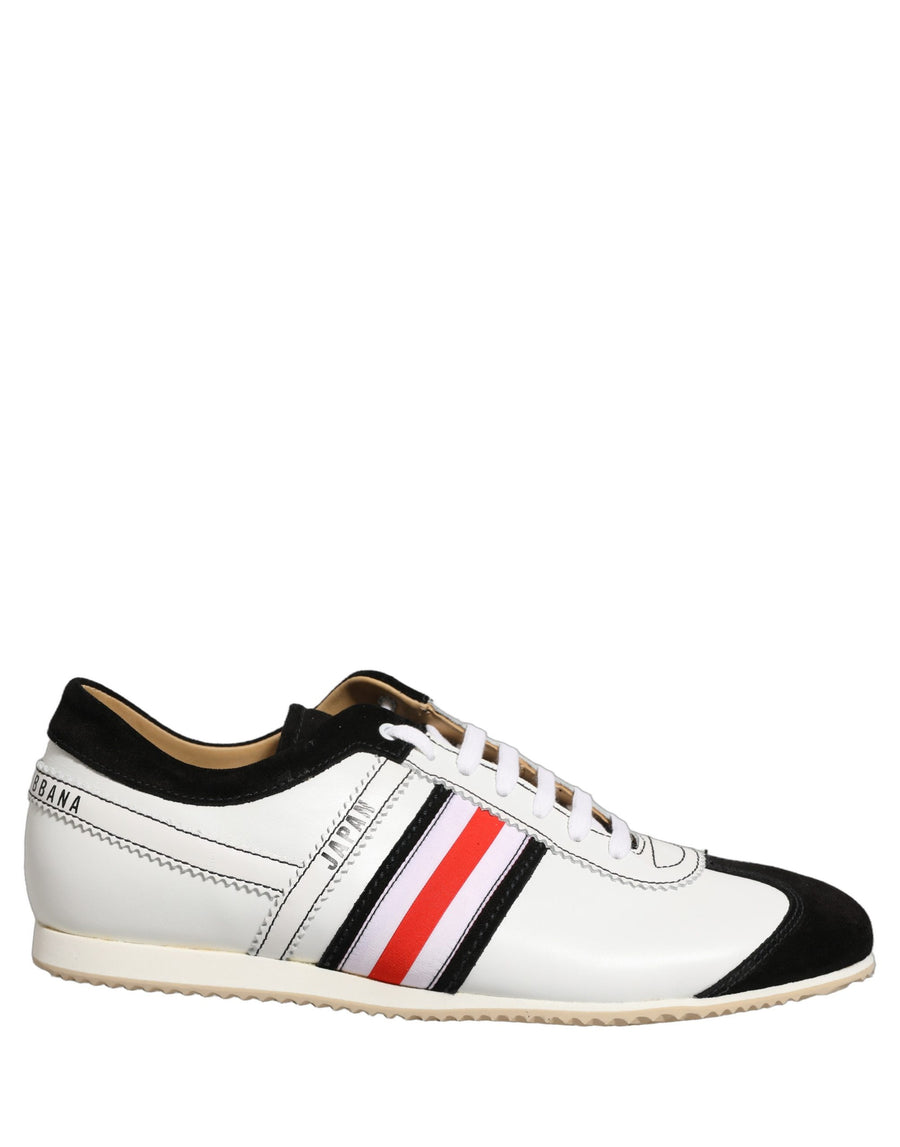 Dolce & Gabbana Black White Leather Suede Low-Top Sneakers Shoes