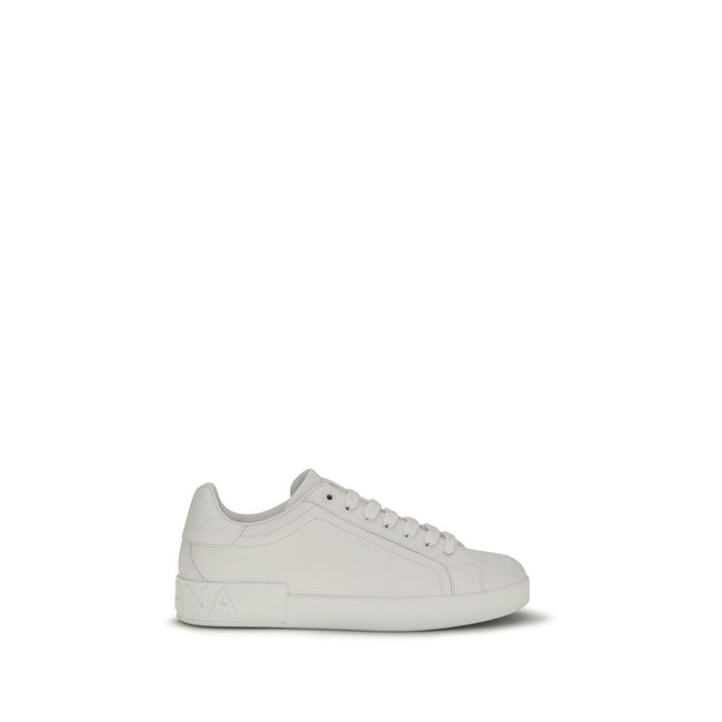 Dolce & Gabbana Weiße Low-Top-Sneaker aus Kalbsleder Bos Taurus