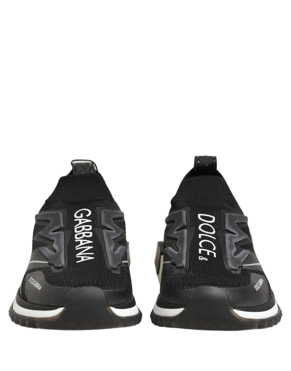 Dolce & Gabbana Schwarze und Weiße Sorrento Slip-On Logo Sneaker Schuhe