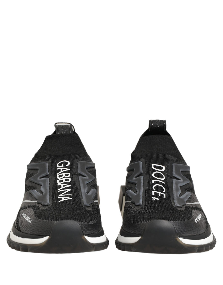 Dolce & Gabbana Schwarze und Weiße Sorrento Slip-On Logo Sneaker Schuhe