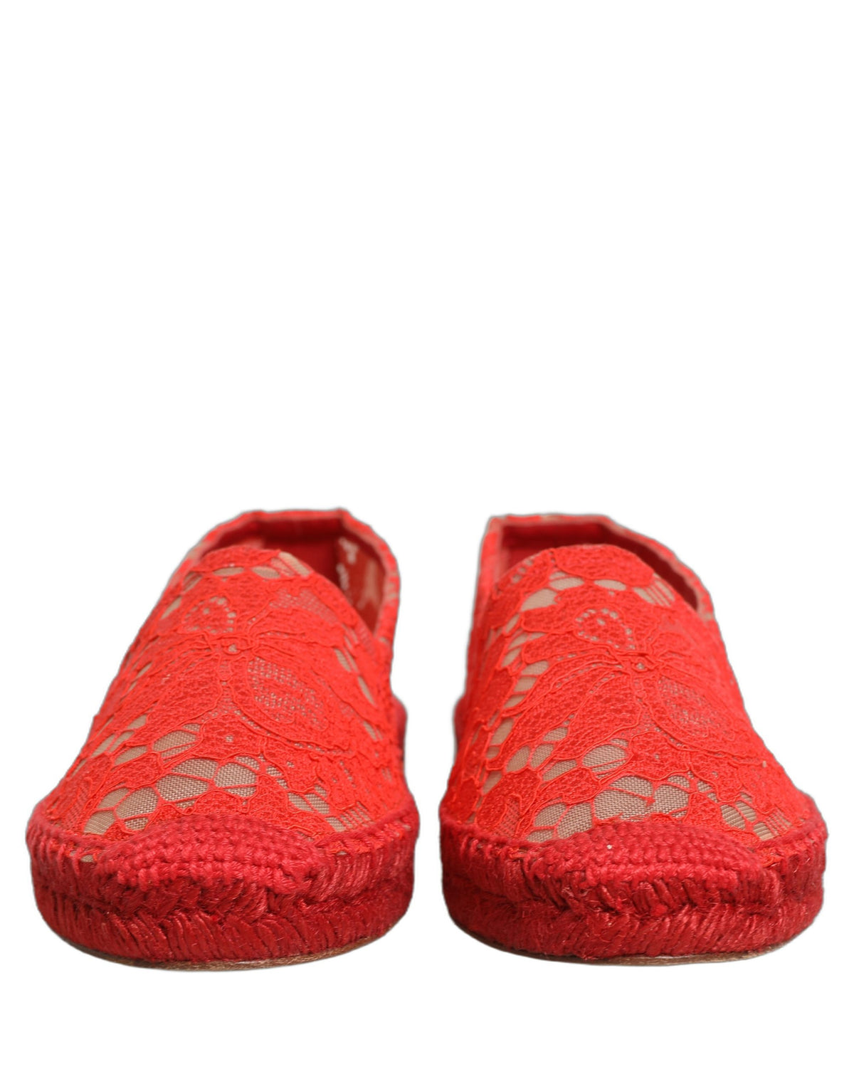 Dolce & Gabbana Red Taormina Lace Espadrille Ballerina Flats