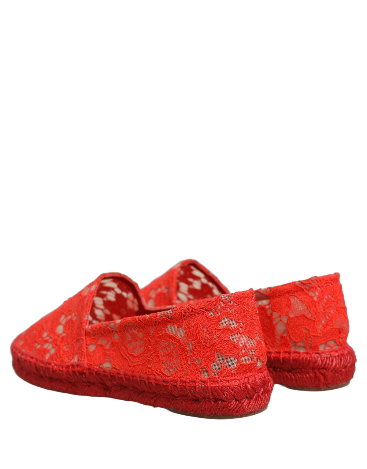 Dolce & Gabbana Red Taormina Lace Espadrille Ballerina Flats
