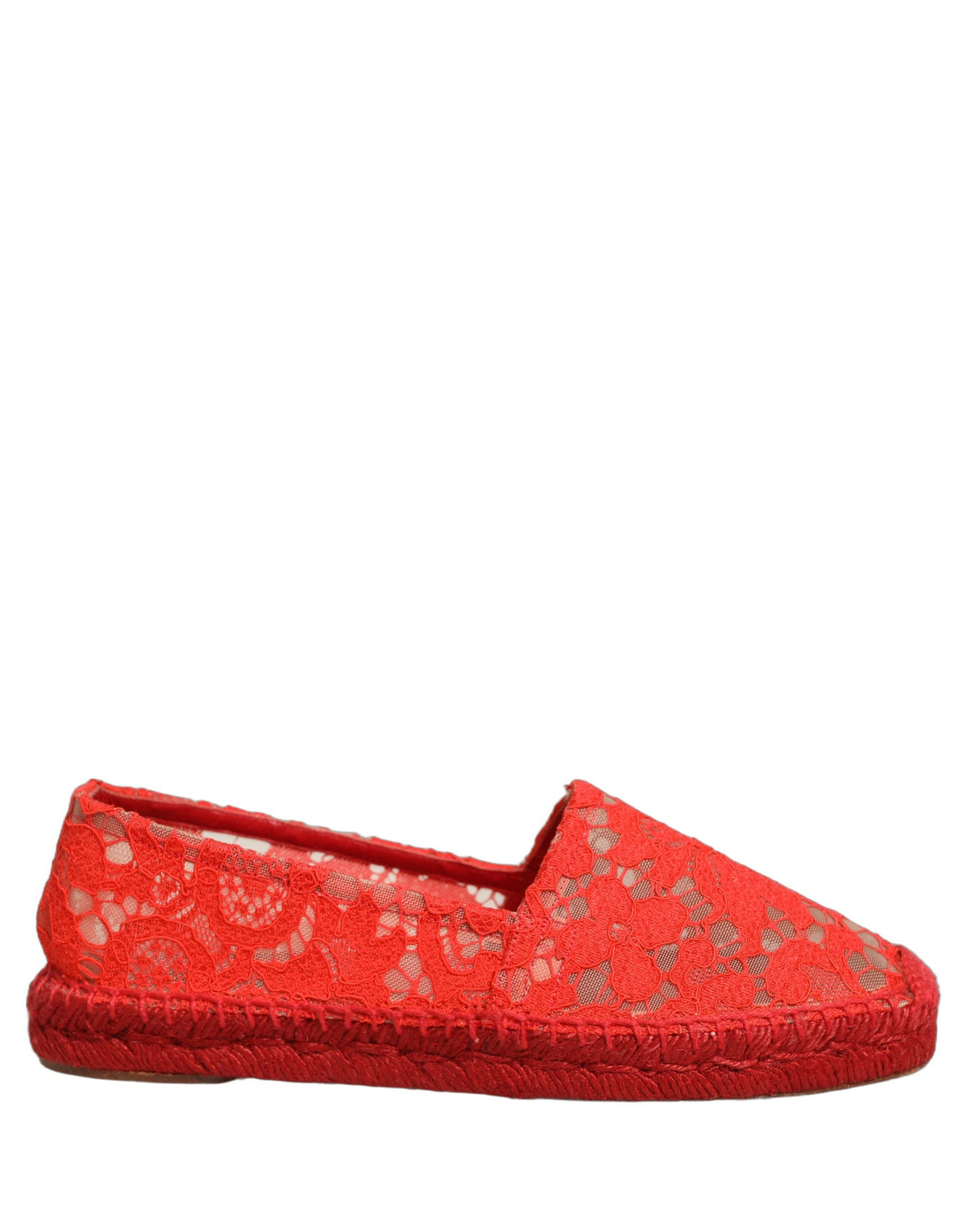 Dolce & Gabbana Red Taormina Lace Espadrille Ballerina Flats