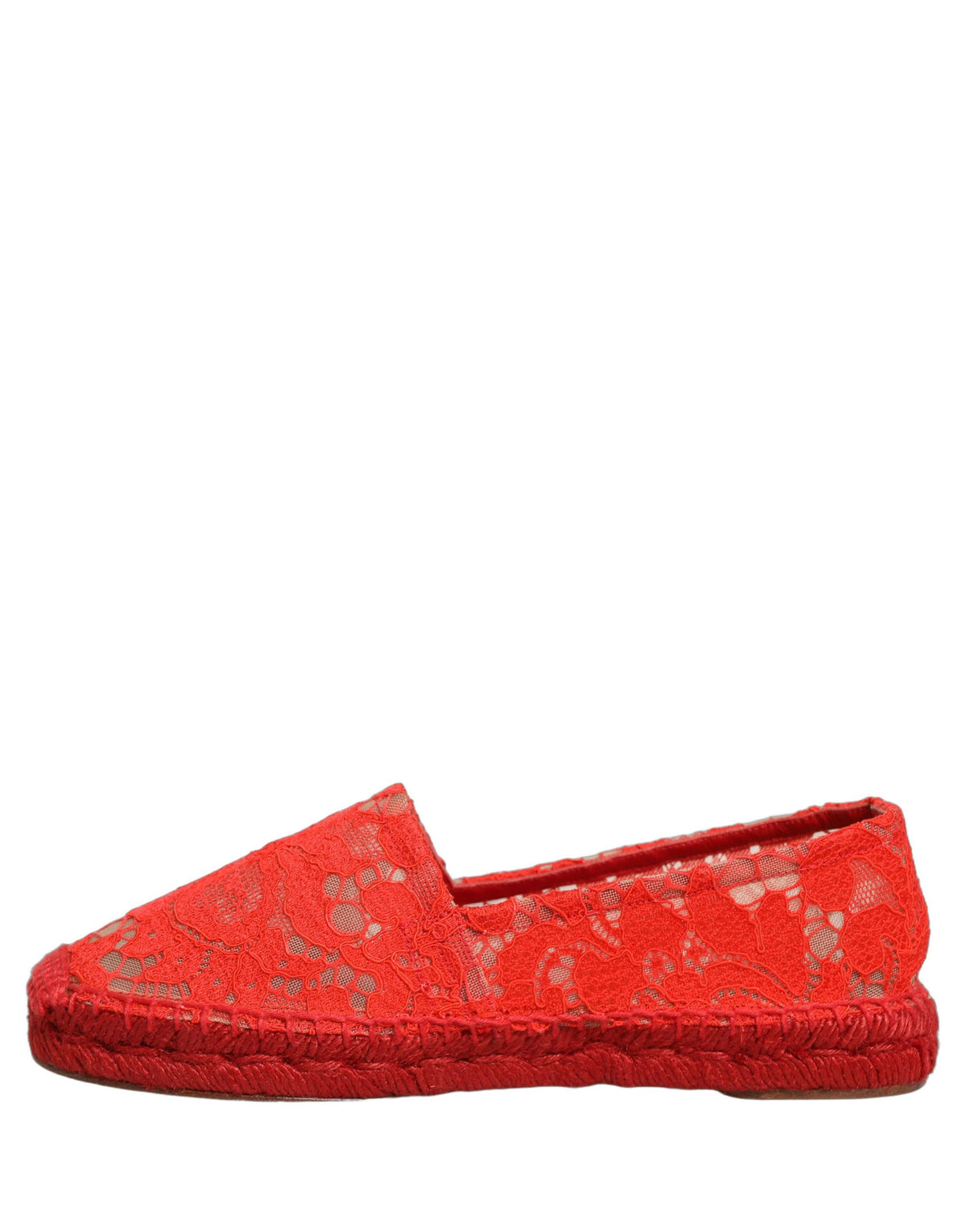 Dolce & Gabbana Red Taormina Lace Espadrille Ballerina Flats