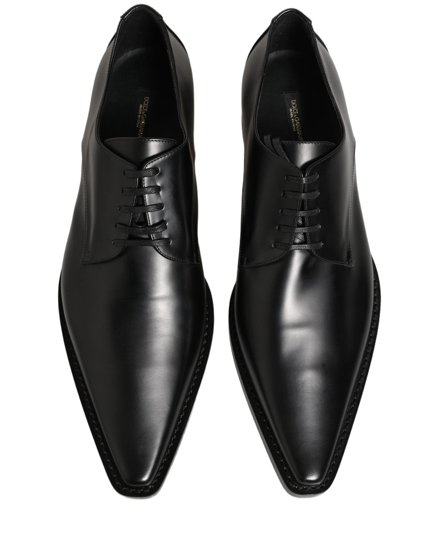 Dolce & Gabbana Black Leather Lace-Up Derby Shoes
