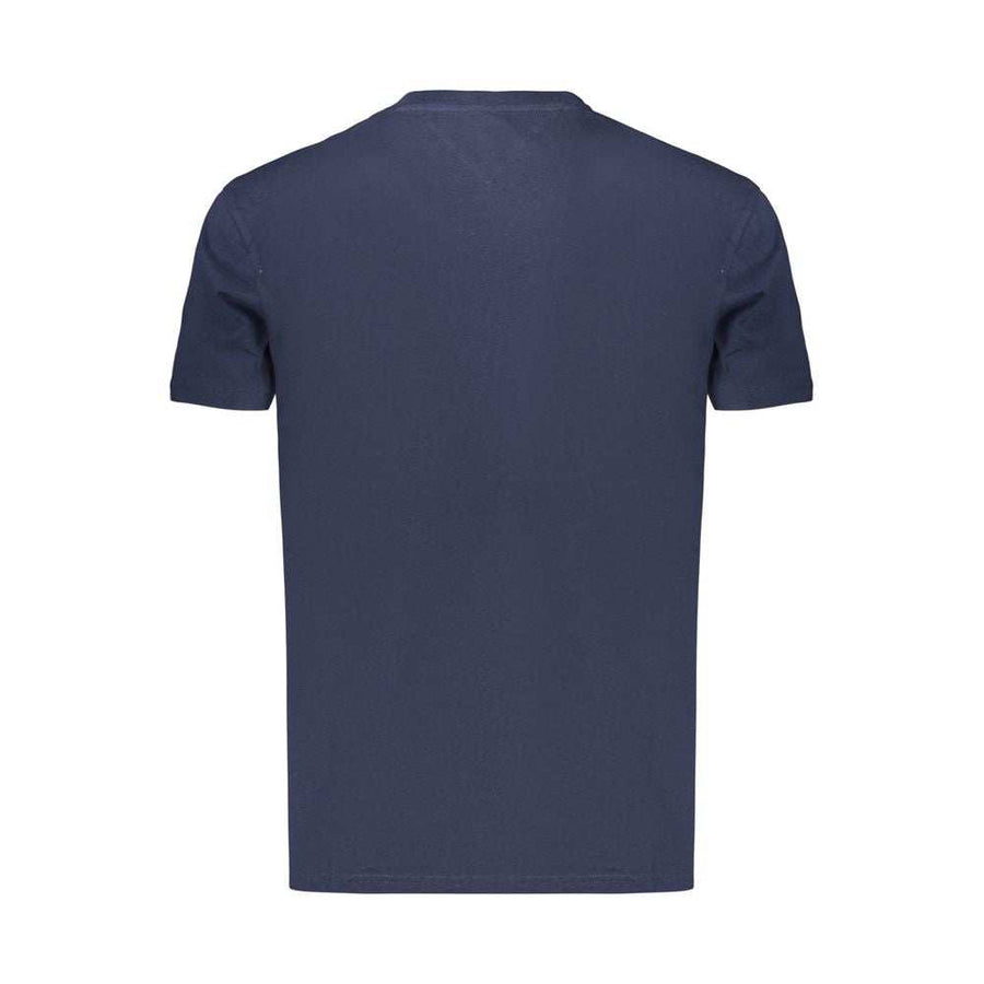 Tommy Hilfiger blaues kurzärmeliges Baumwoll-T-Shirt mit Rundhalsausschnitt und Logo-Print