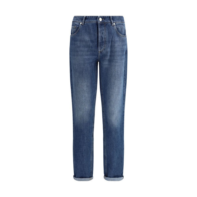 Brunello Cucinelli Straight-Leg-Jeans aus Baumwolle in Blau