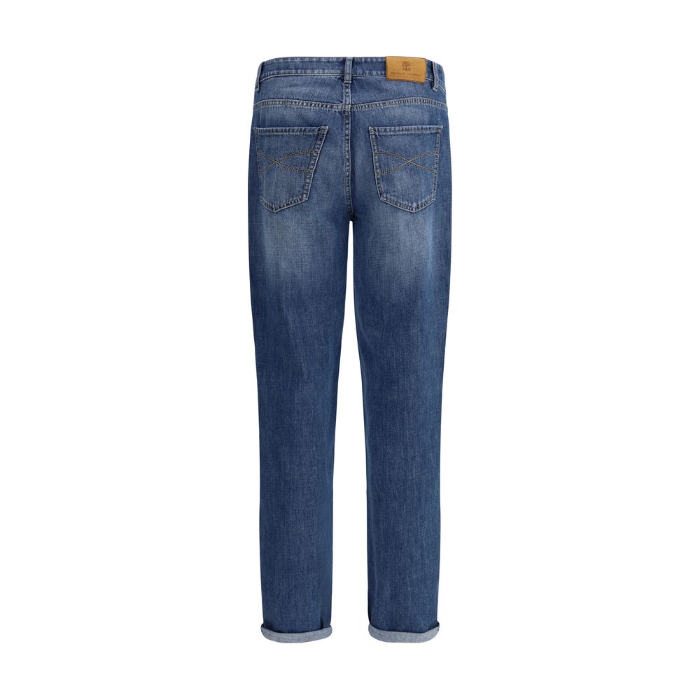 Brunello Cucinelli Straight-Leg-Jeans aus Baumwolle in Blau