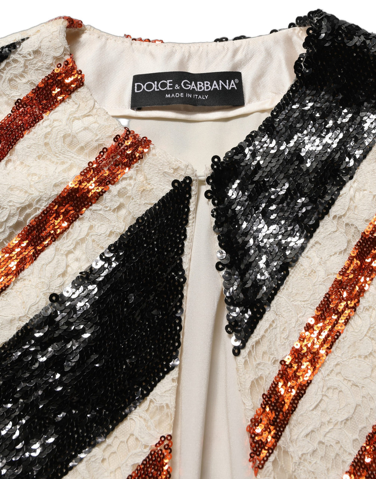 Dolce & Gabbana Mehrfarbiger Pailletten-Kimono-Mantel mit Streifen