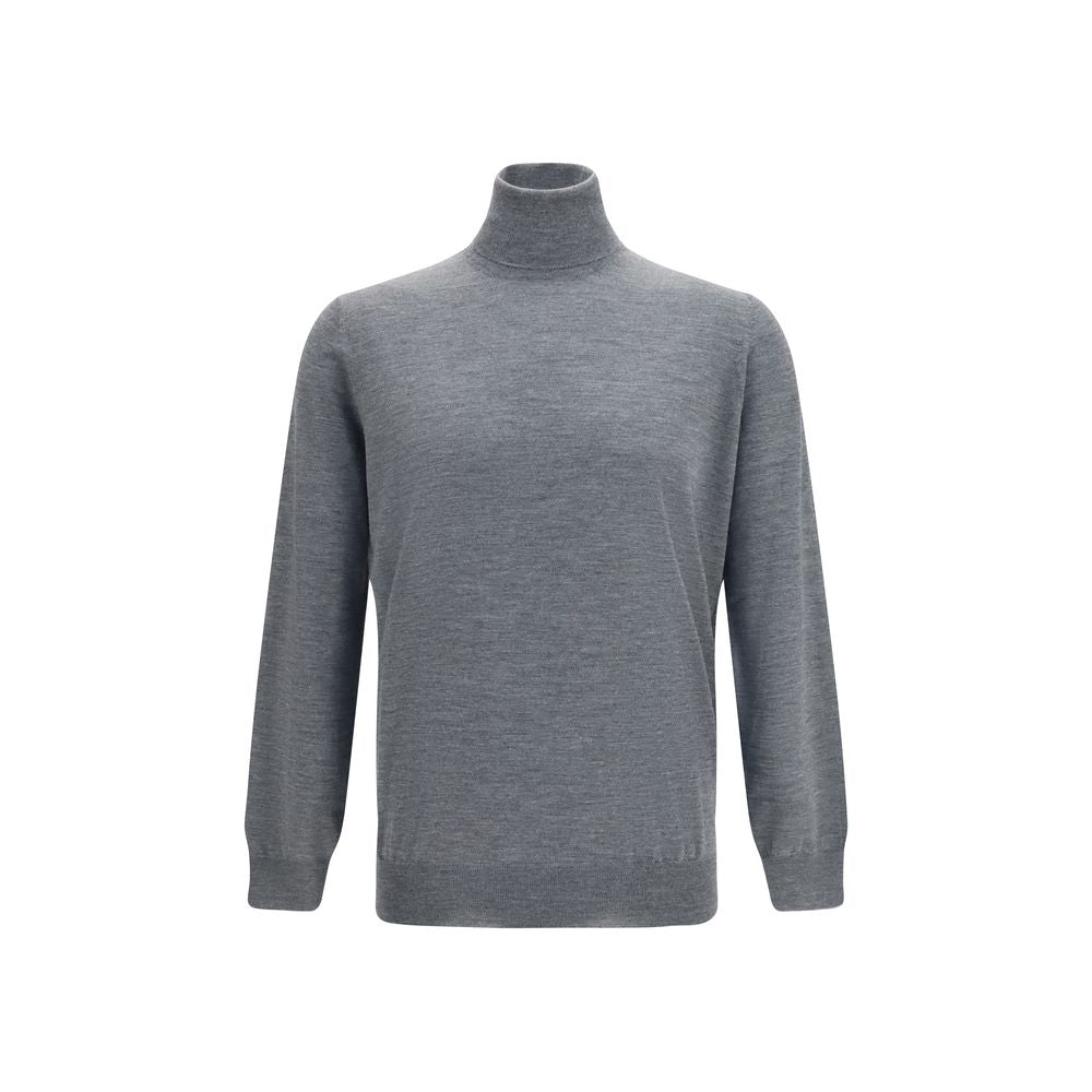 Brunello Cucinelli Gray Aries Roll-Neck Wool Sweater