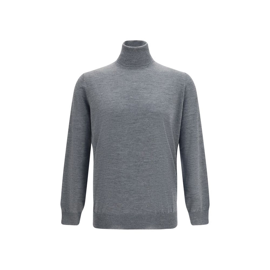 Brunello Cucinelli Gray Aries Roll-Neck Wool Sweater