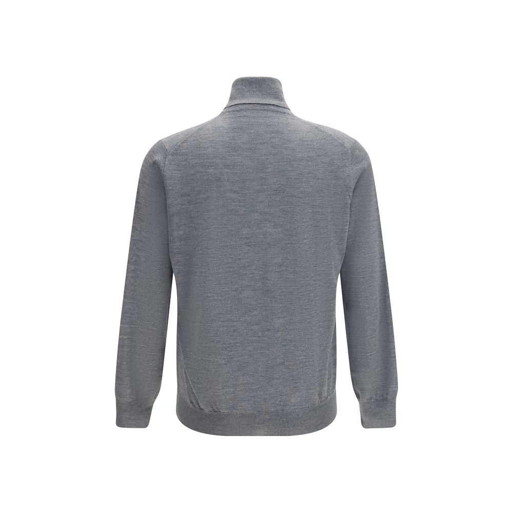 Brunello Cucinelli Gray Aries Roll-Neck Wool Sweater