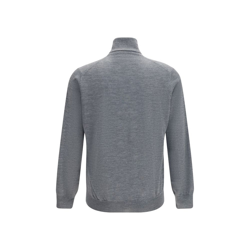 Brunello Cucinelli Grauer Wollpullover Aries mit Rollkragen
