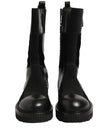 Dolce & Gabbana Schwarze Leder-Stiefeletten mit Patchwork-Optik