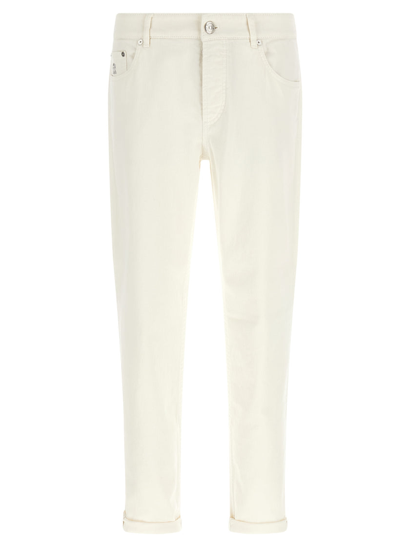 Brunello Cucinelli Weiße Baumwoll-Jeans Denim