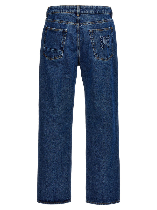 Palm Angels Blaue Jeans aus Baumwolle im geraden Schnitt