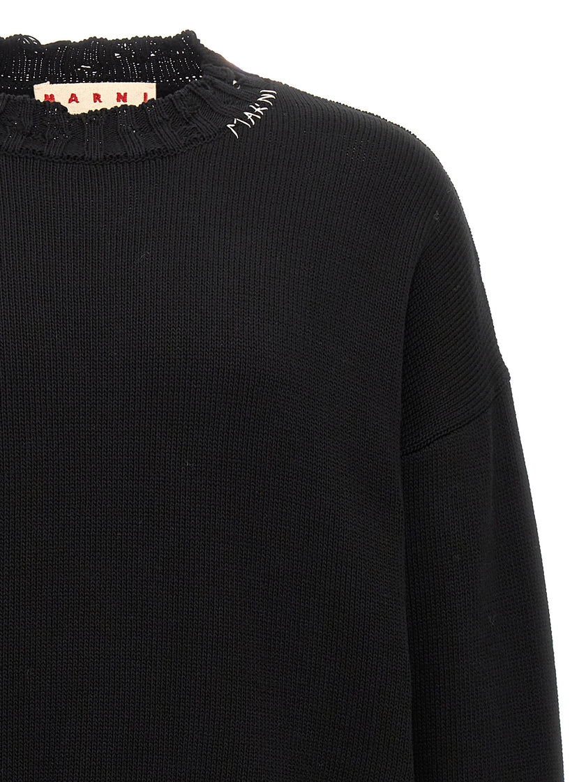 Marni Schwarzer Baumwollcardigan