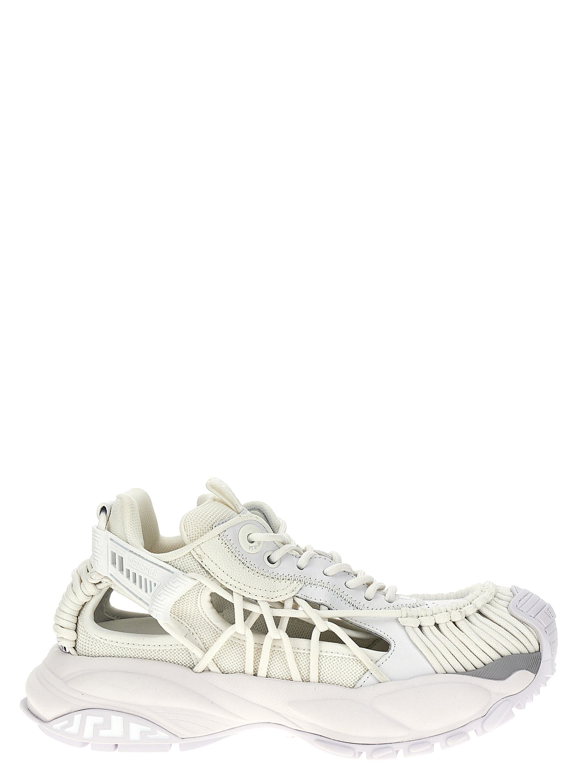 Versace White Athletic-Look Calfskin Sneakers