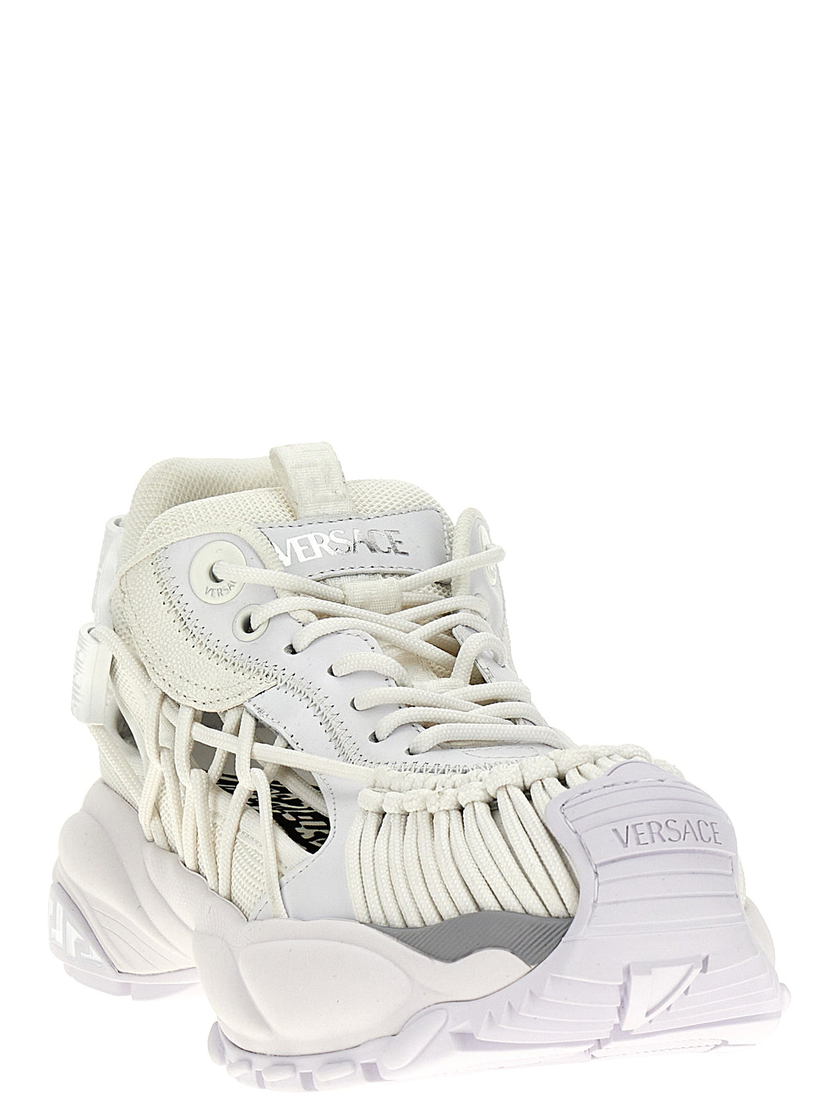 Versace White Athletic-Look Calfskin Sneakers