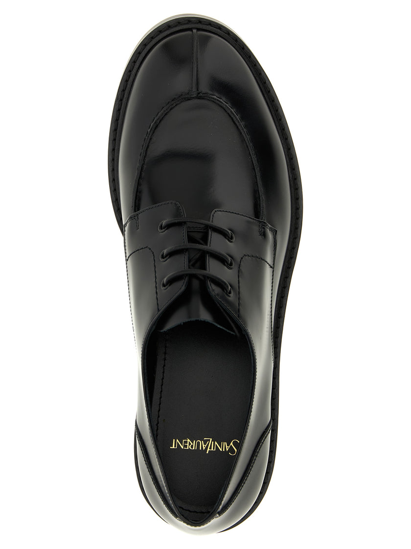 Saint Laurent Schwarze Oxford- und Derby-Schuhe aus Kalbsleder