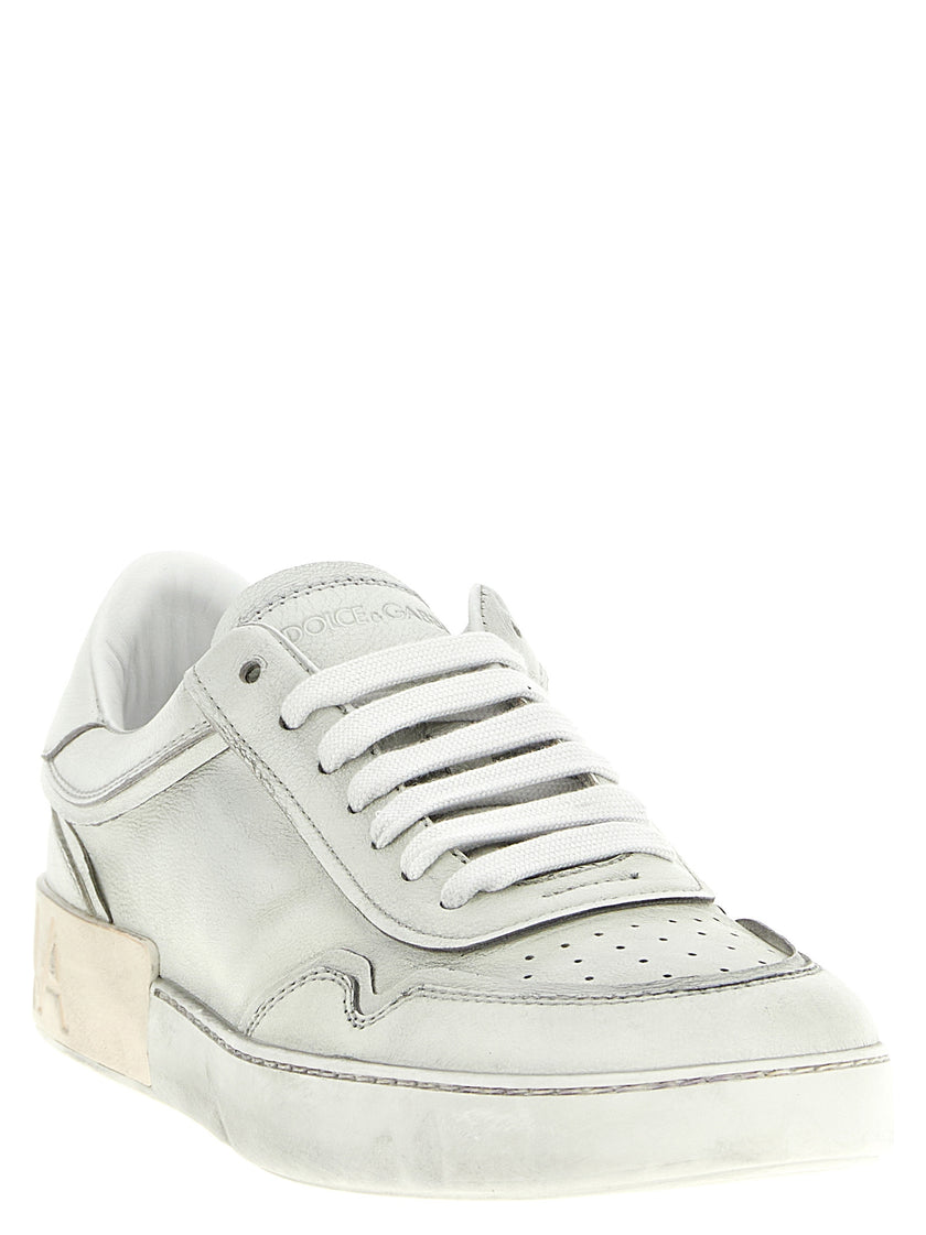 Dolce & Gabbana Weiße Low-Top-Sneaker aus Lammleder