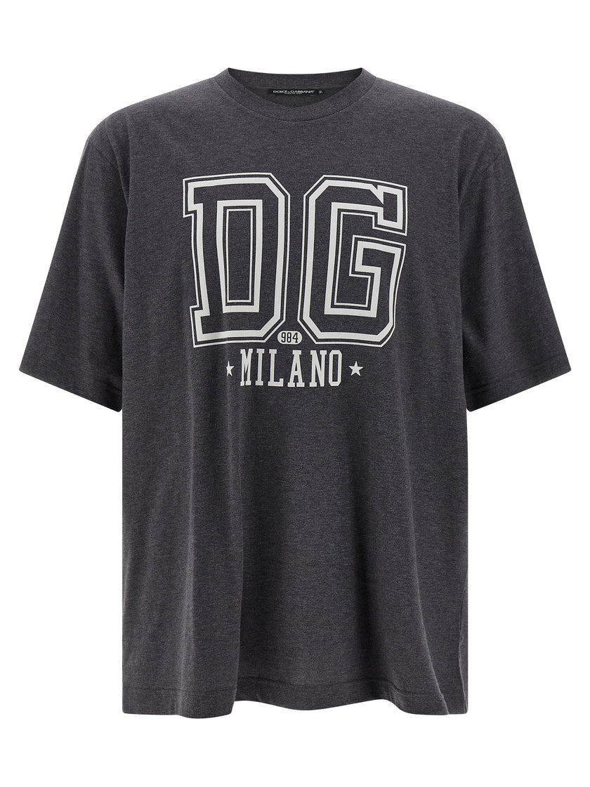 Dolce & Gabbana Graues Baumwoll-T-Shirt