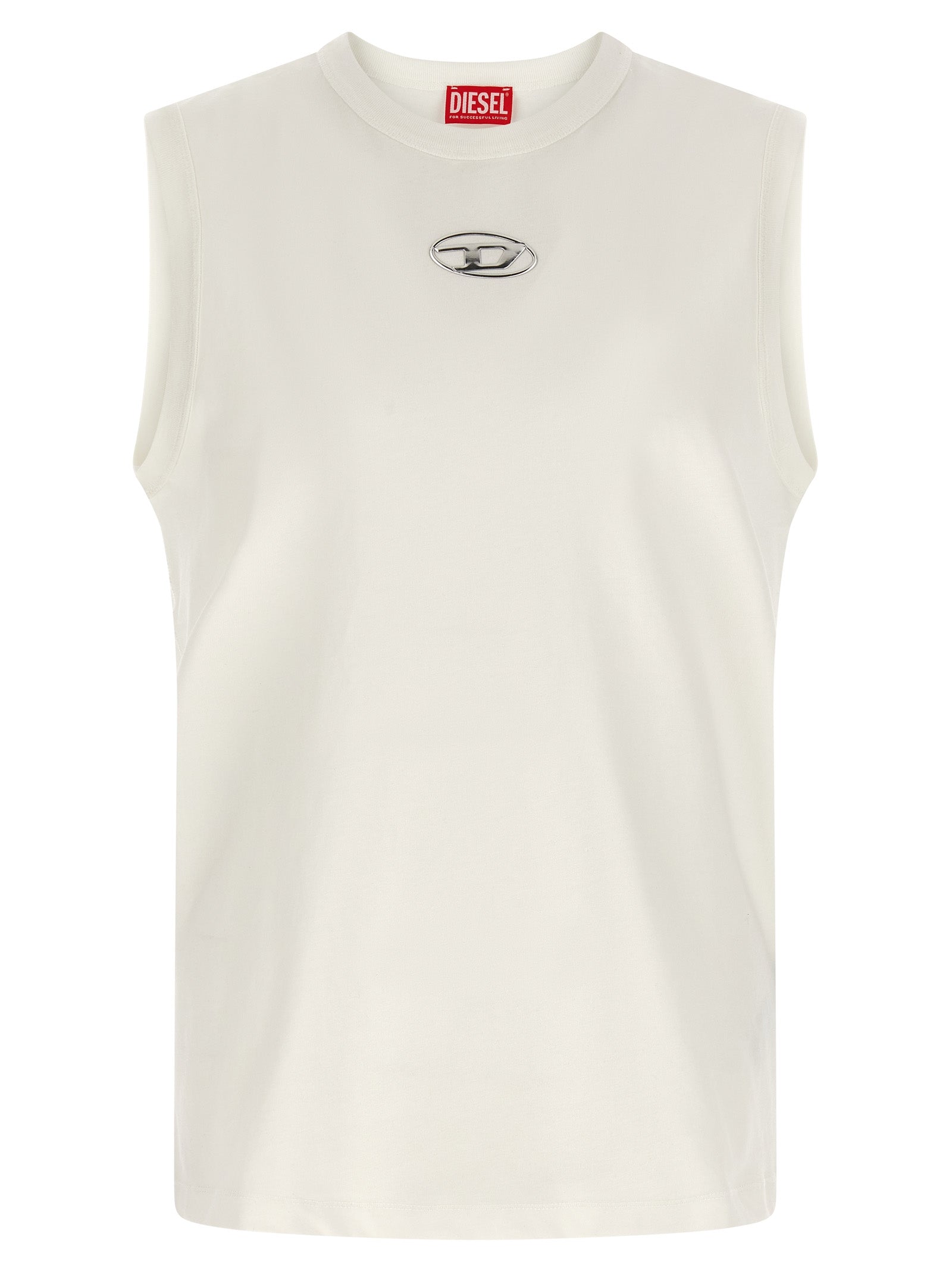 Diesel Weißes ärmelloses Baumwoll-T-Shirt