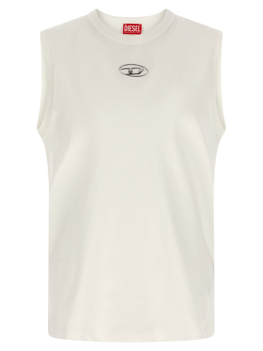 Diesel Weißes ärmelloses Baumwoll-T-Shirt
