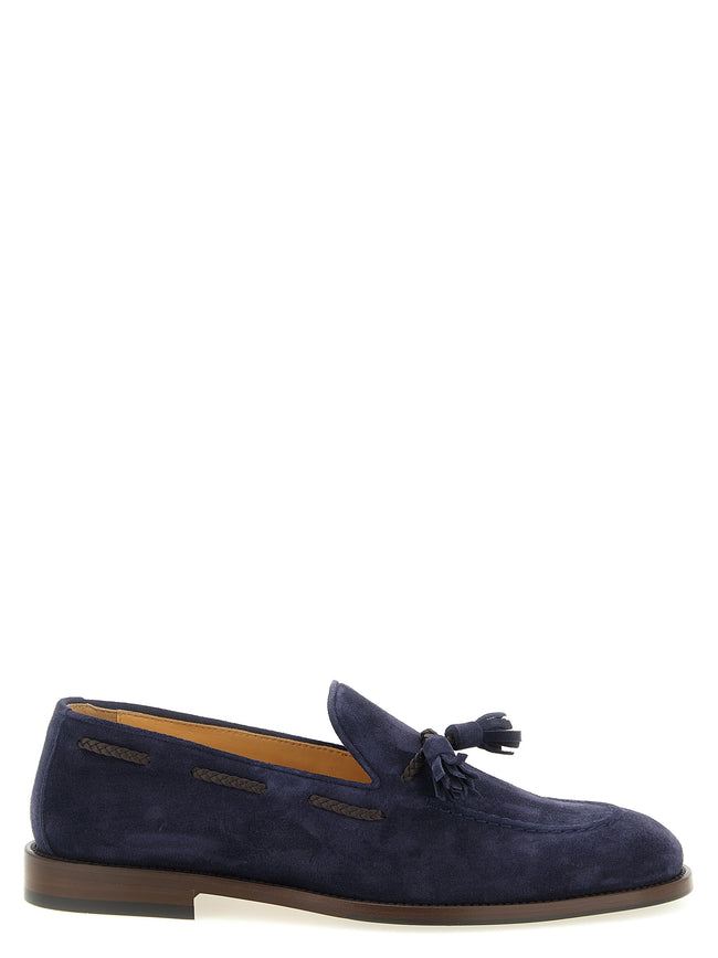 Brunello Cucinelli Mokassins aus blauem Kalbsleder