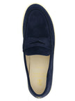 Brunello Cucinelli Mokassins aus blauem Kalbsleder