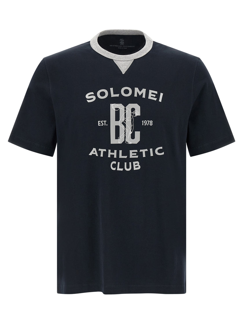 Brunello Cucinelli Blaues Baumwoll-T-Shirt