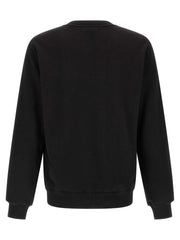 Dolce & Gabbana black cotton sweatshirt with heraldic chest patch and ribbed cuffs