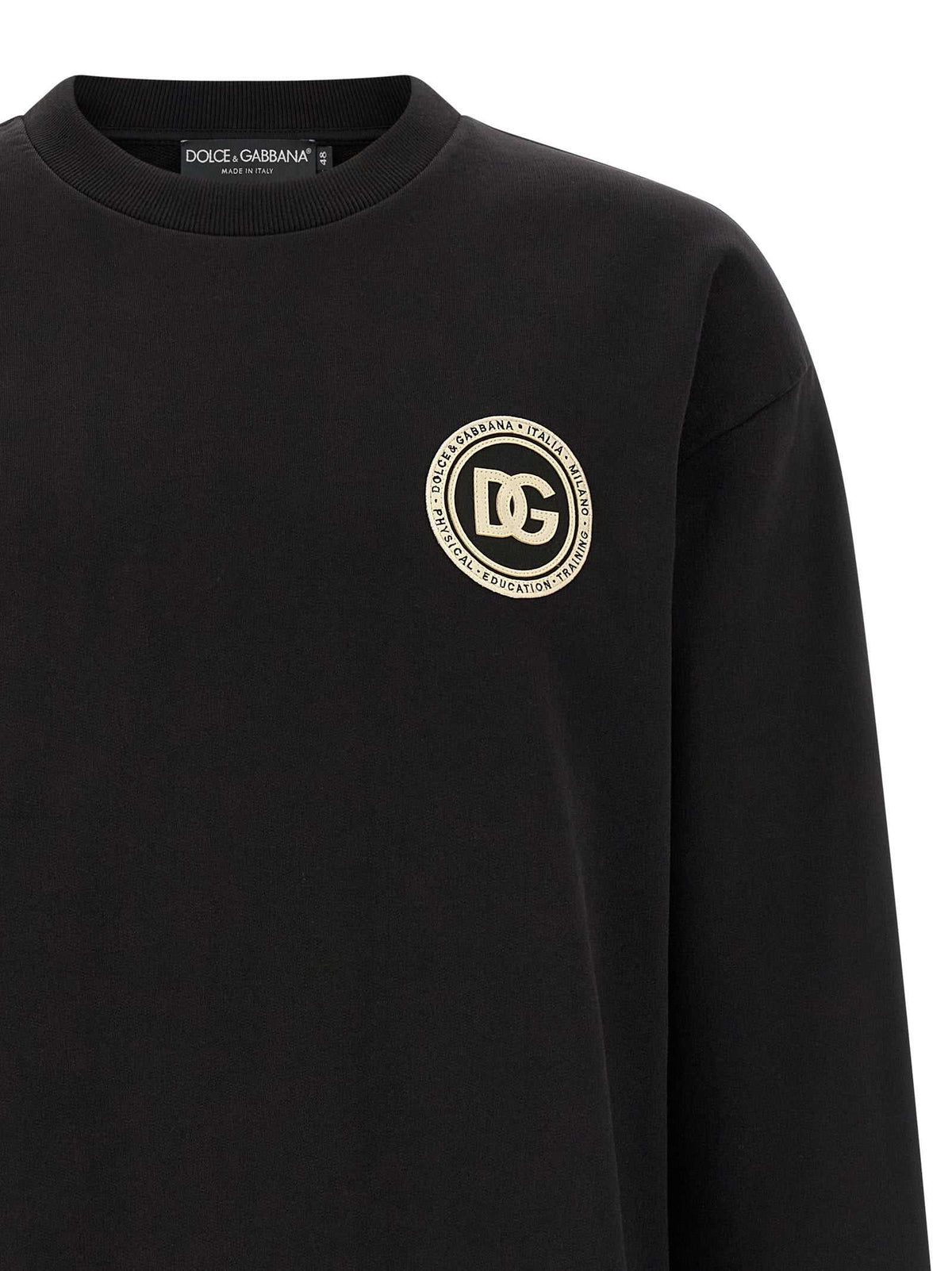 Schwarzes Dolce & Gabbana Sweatshirt aus Baumwolle mit DG-Logo und Rundhalsausschnitt