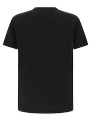 Dolce & Gabbana schwarzes Baumwoll-T-Shirt mit DG-Stickerei und Rundhalsausschnitt