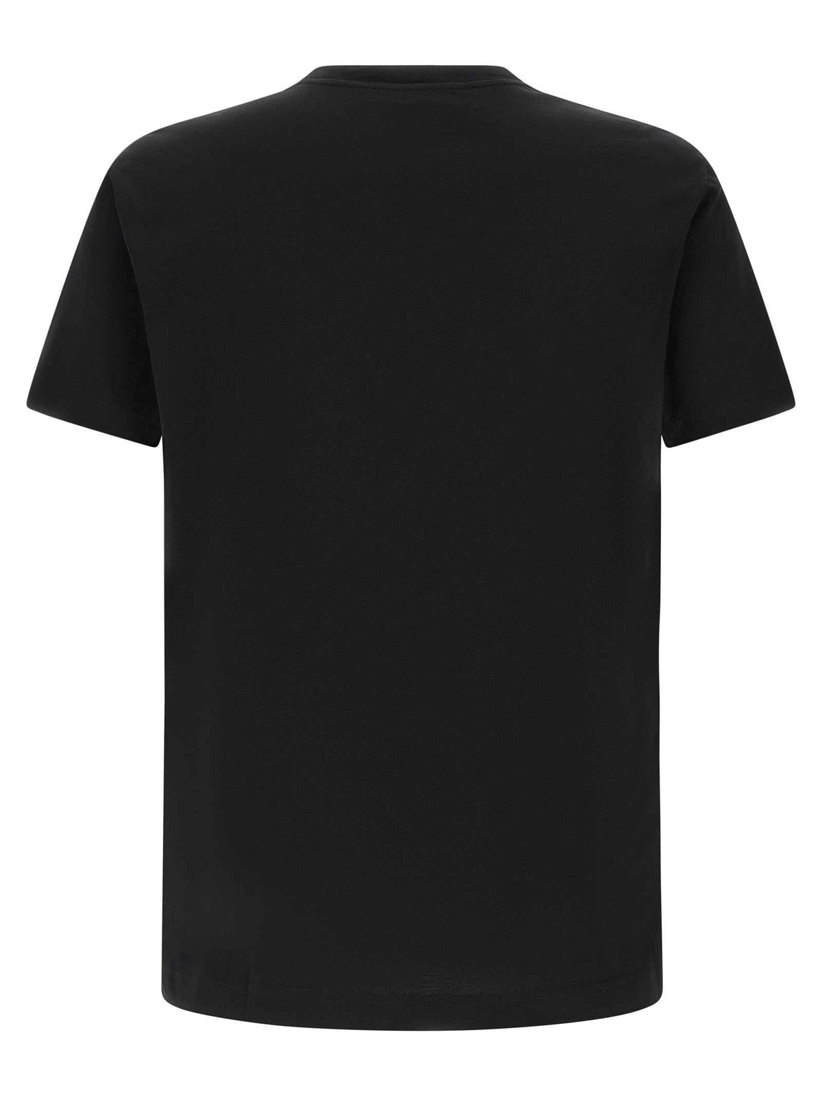 Dolce & Gabbana schwarzes Baumwoll-T-Shirt mit DG-Stickerei und Rundhalsausschnitt