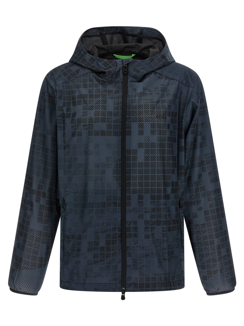 Hugo Boss Blaue Gummibeschichtete Jacke