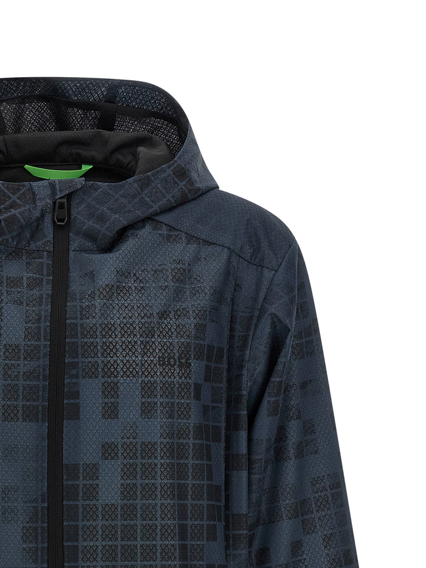 Hugo Boss Blaue Gummibeschichtete Jacke