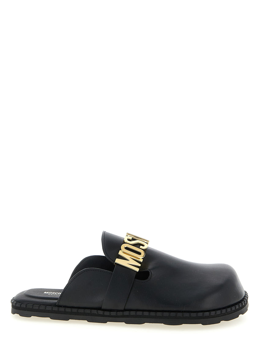 Moschino Schwarze Clogs aus Kalbsleder