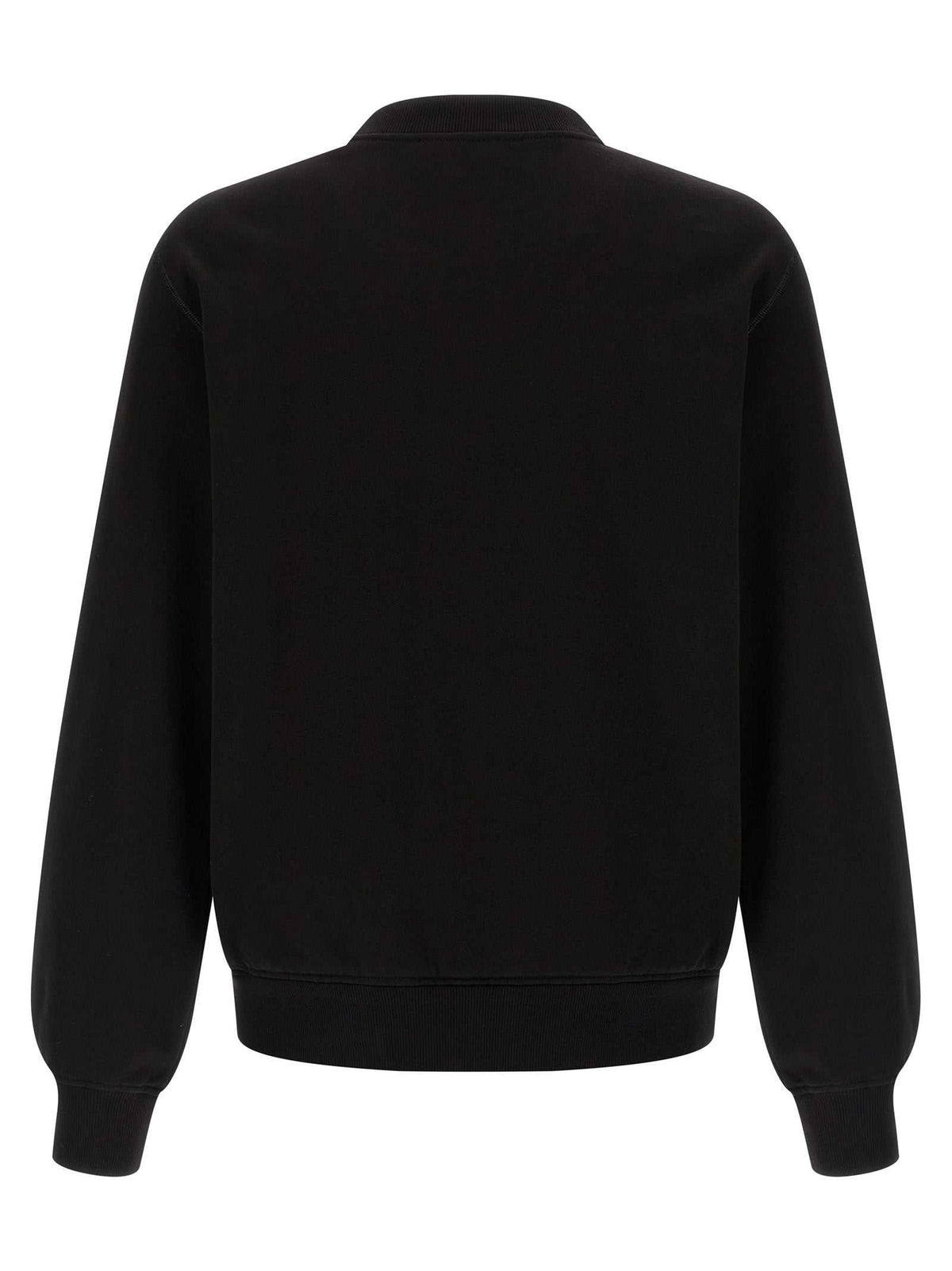 Dolce & Gabbana schwarzer Baumwoll-Sweatshirt mit Lederpatch und Logo-Tag