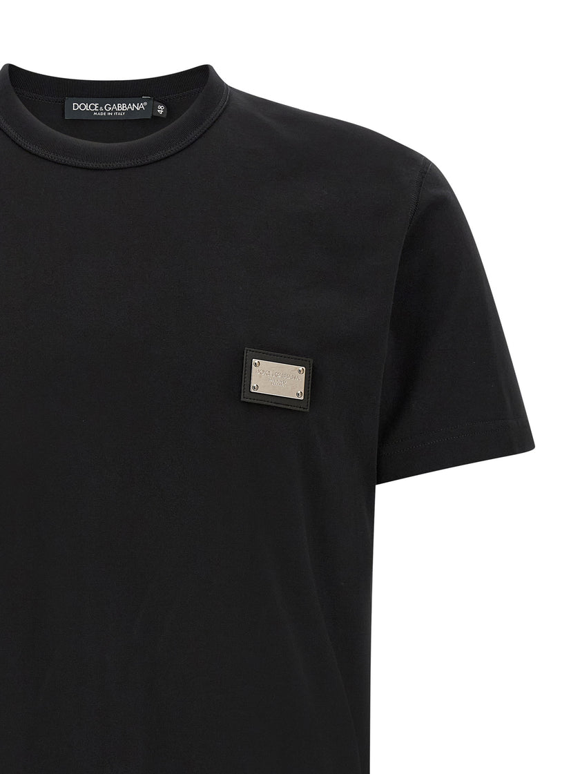 Dolce & Gabbana Schwarzes Baumwoll-T-Shirt