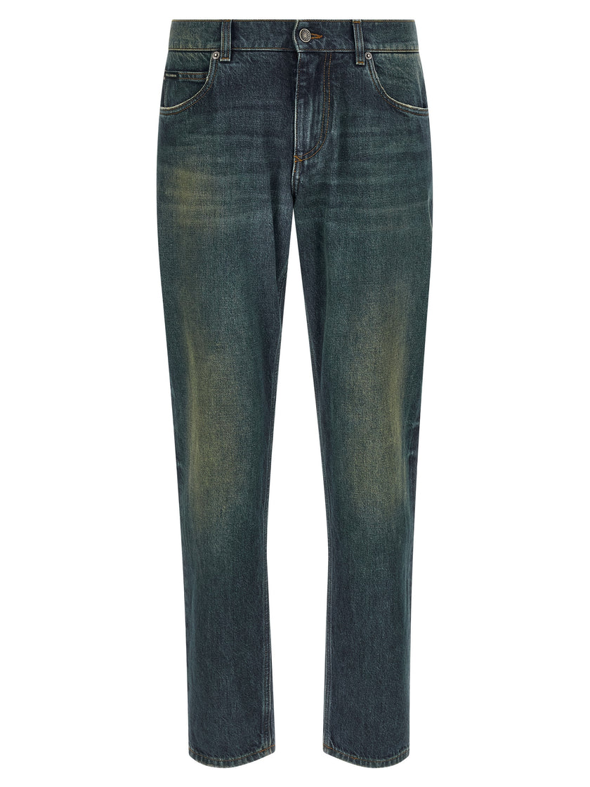 Dolce & Gabbana Blaue Jeans aus Baumwolle im geraden Schnitt